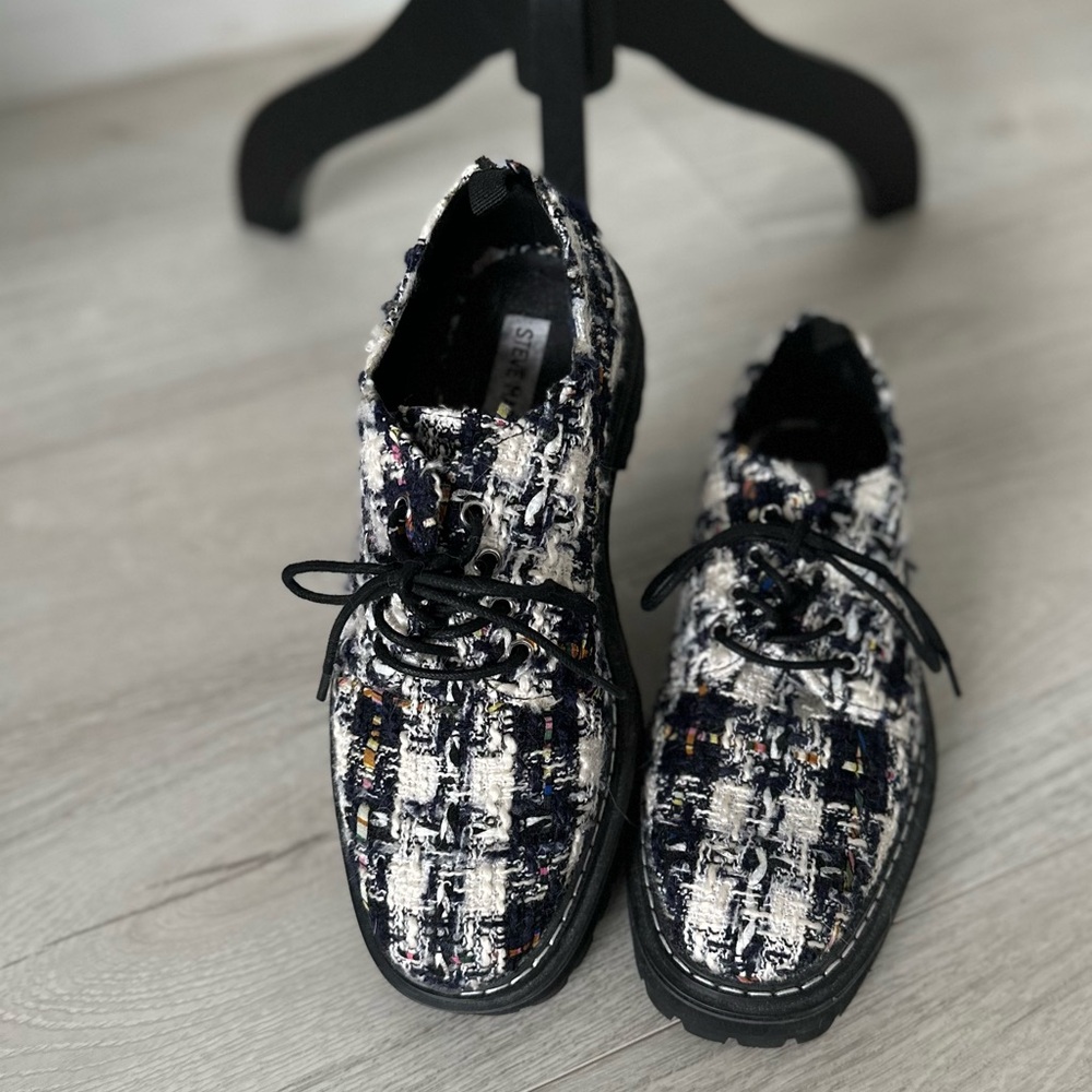 Stylish Tweed Men's Shoes - Black and White